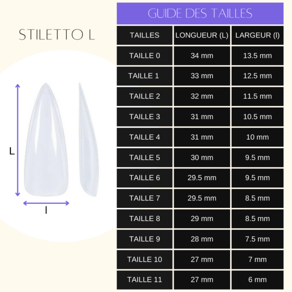 Guide des tailles - Stiletto L Guide des tailles - Stiletto L